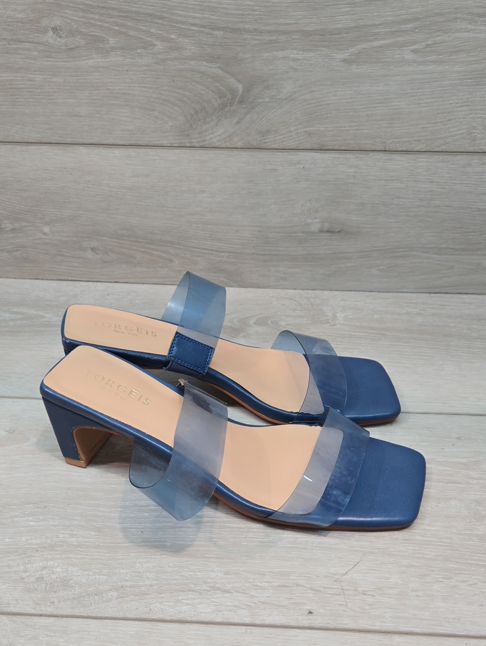 Torgeis Women NY Square Toe Heels Sandals Shoes Sz 8